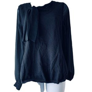 🇺🇸 ANNE KLEIN black sweater with chiffon bow size M
